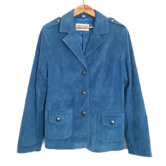 Vtg Guillaume Blue Suede Jacket - Picture 1 of 4
